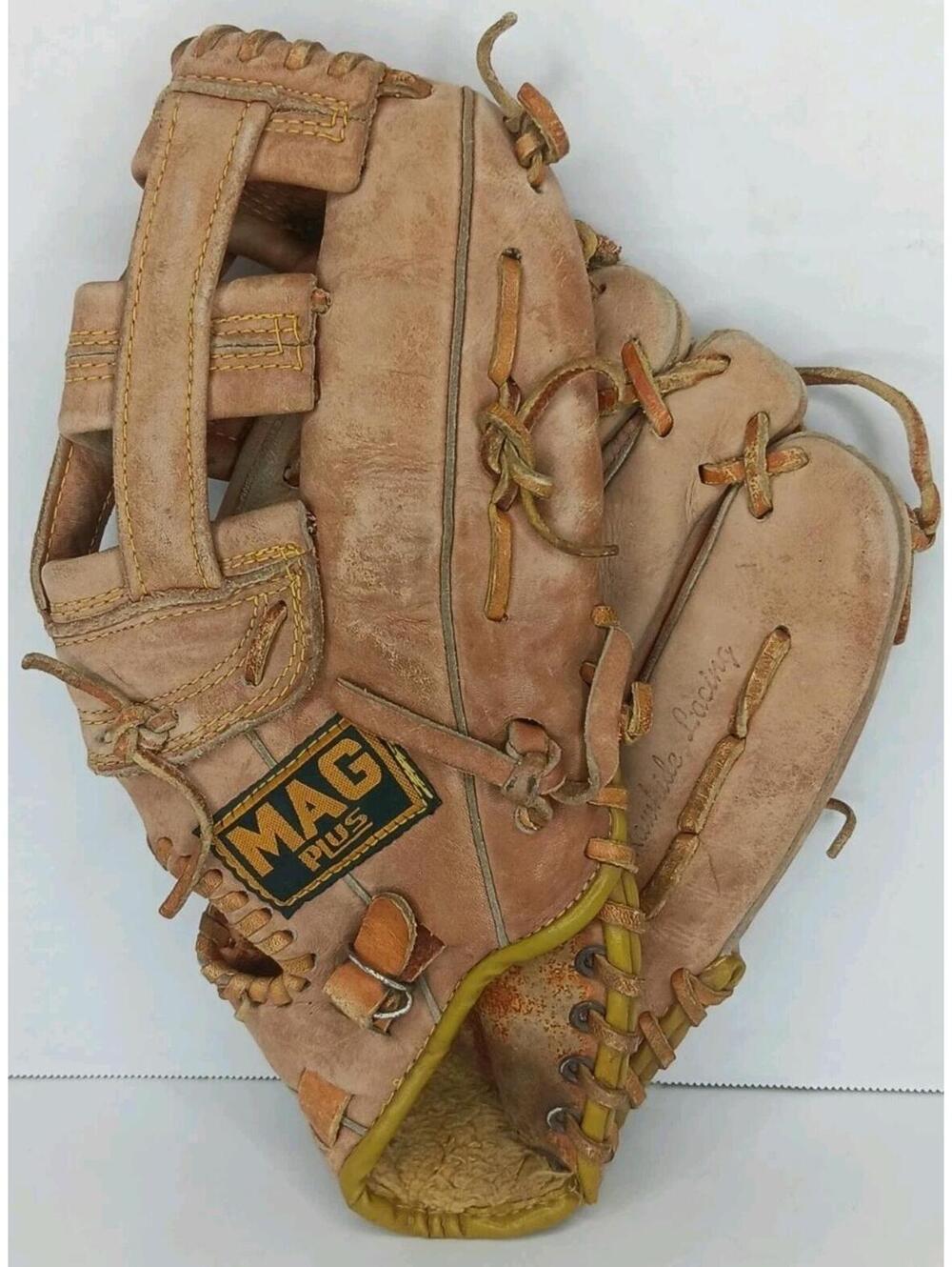 VTG MAG PLUS MP-3497 LEATHER BASEBALL GLOVE 12" *Very Worn In* EZ Catch